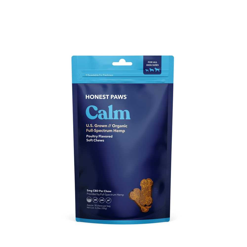 Honest Paws' Calm Soft Chews deliver relief in as little as one hour.